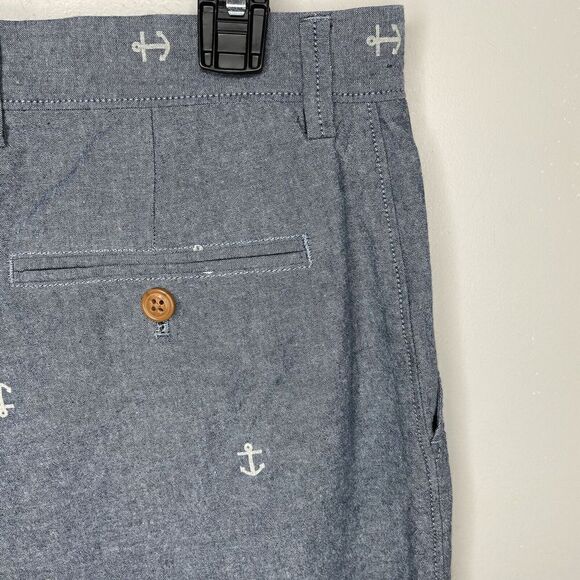 J CREW Shorts Mens 32 x 9 Blue Chambray Gramercy Chino Nautical Print Cotton - Picture 5 of 8